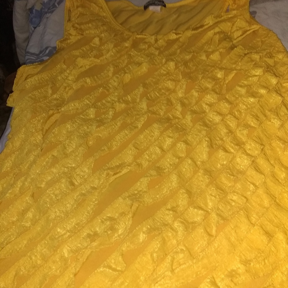 Mustard ruffle tank